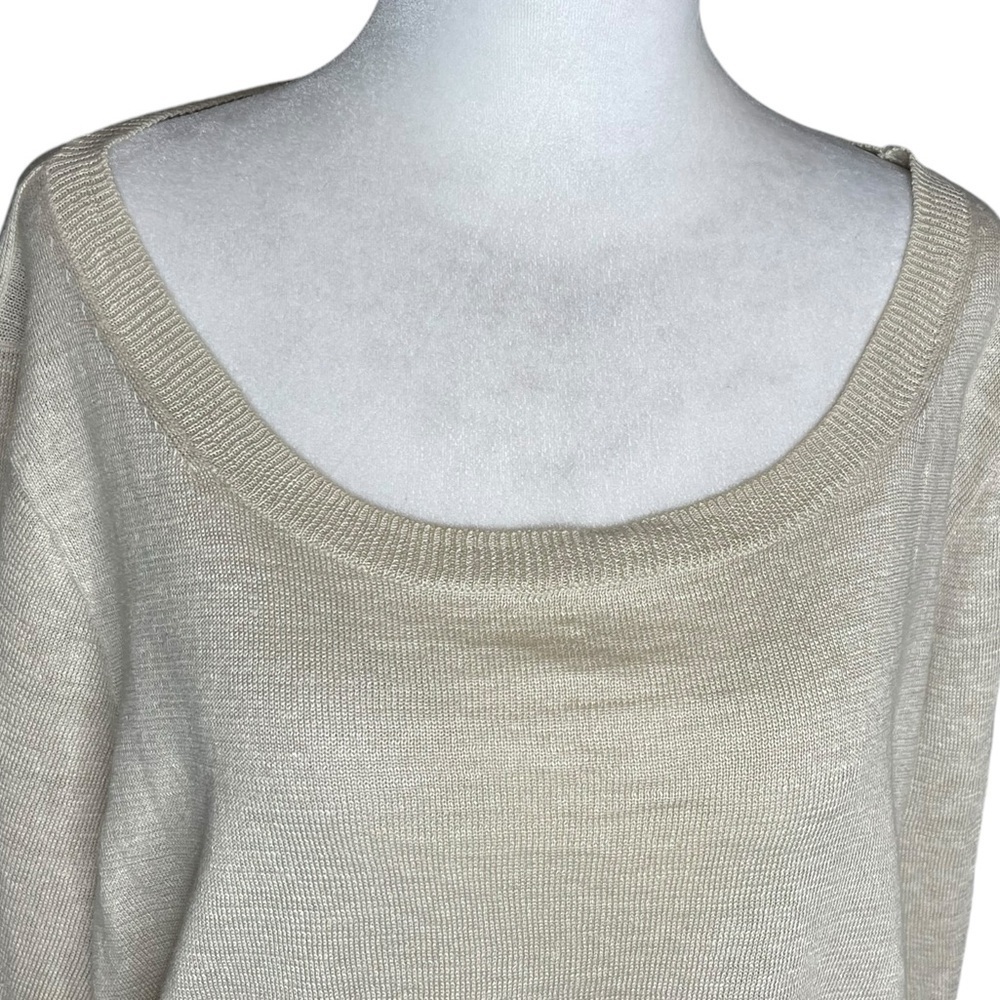 J.Crew Black Label 100% Linen Sweater Blouse Cream | Size Medium - Picture 5 of 13